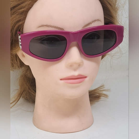 Balenciaga Sunglasses Fuschia Gray BB Temples Oval Cat Eye BB0095S 53-19-135 XL - Picture 12 of 16
